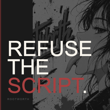 Refuse the Script — Rootworth sticker