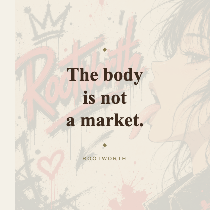 The Body Is Not a Market — Rootworth sticker