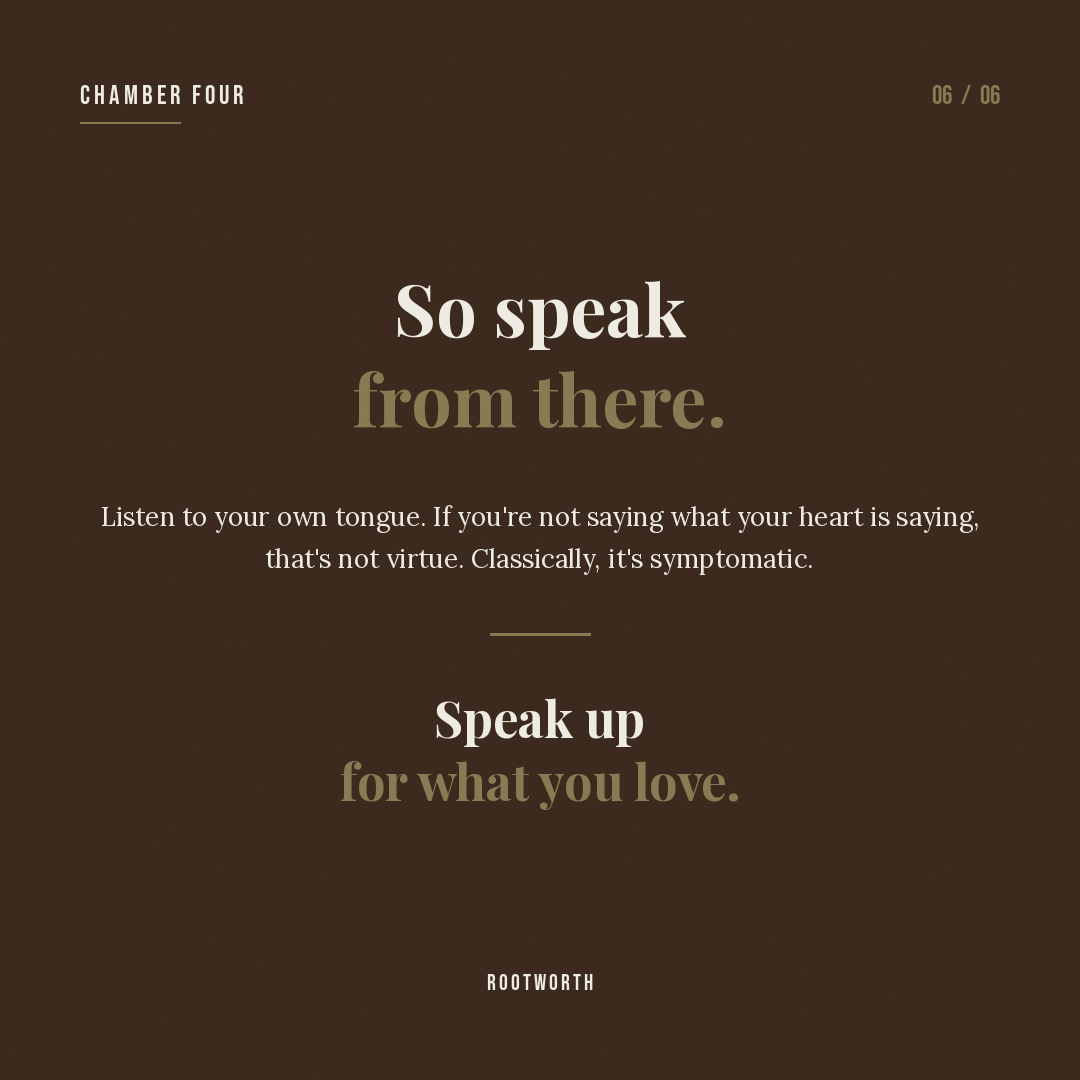 Slide: the heart has a voice — Speak from it.
