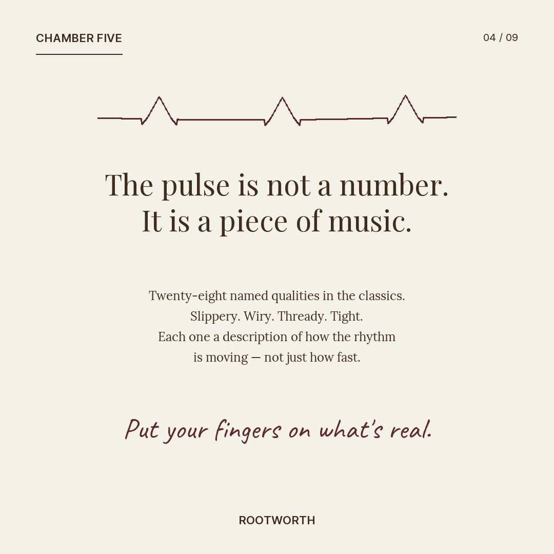 Slide: the pulse is not a number, it is a piece of music.