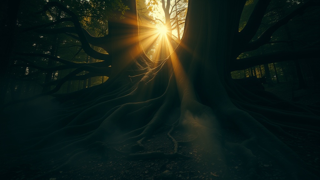 Ancient tree roots representing the deep terrain work of chronic disease treatment